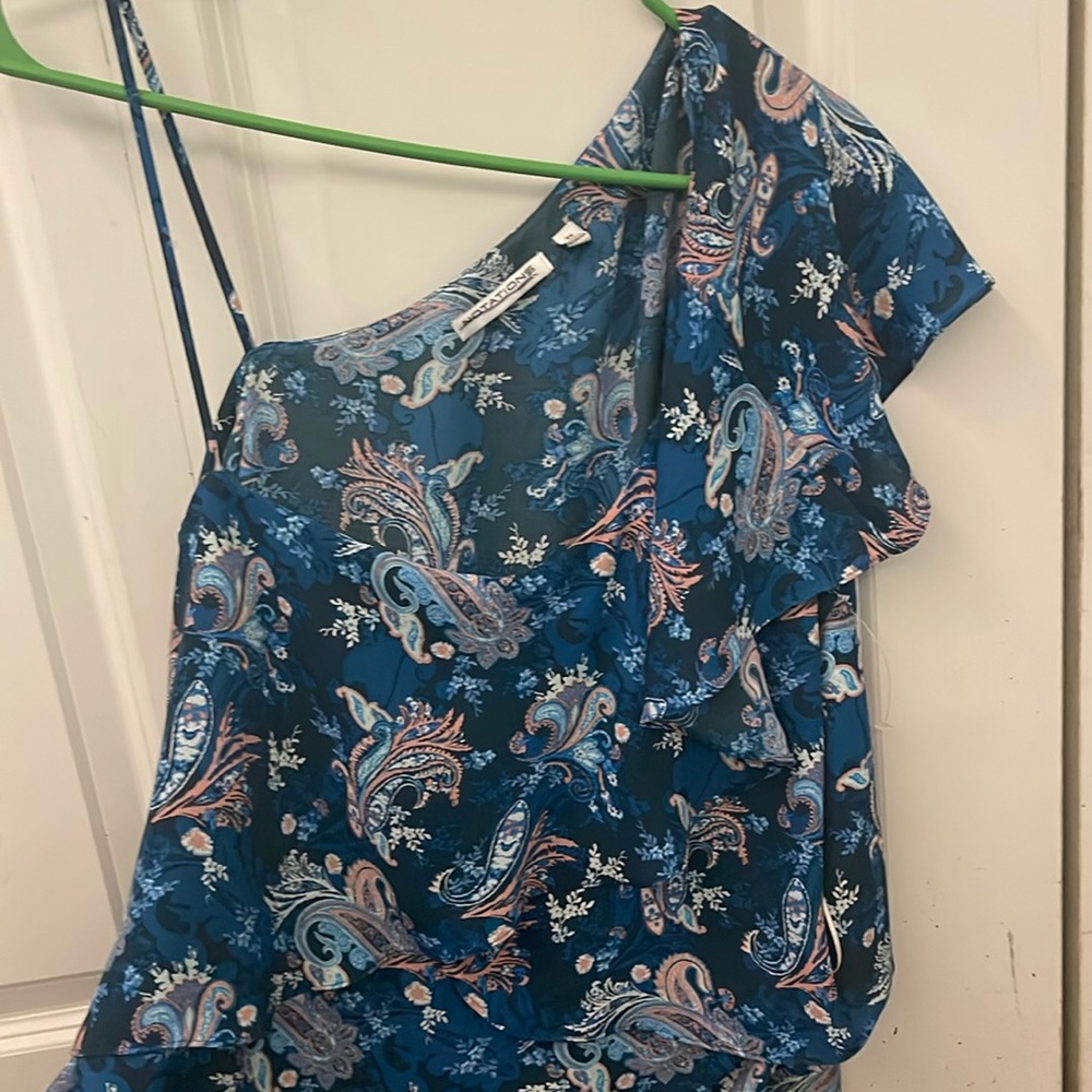 Paisley blue off the shoulder blouse